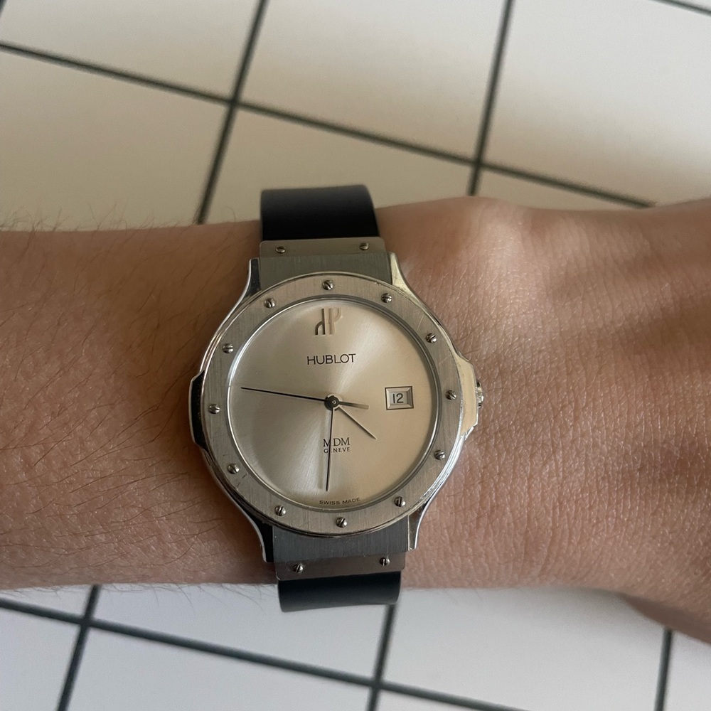 Hublot Silver Dial with Black Strap Smartwatch